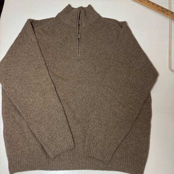 Luigi Baldo 100 % Wool Sweater Quarter zip Taupe Brown Grandpacore old money - Picture 3 of 12